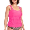 thumbnail image 3 of Ocean Blues Women’s And Women's Plus Tankini Top Only Bandeau Ruched Tankini Bathing Suit Top ,Size Large, Neon Pink, 3 of 6