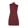 thumbnail image 3 of Vestido ajustado a escala 1/6, minivestido corto con cuello simulado, elegante vestido de verano en miniatura. rojo oscuro, 3 of 7