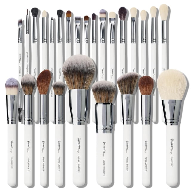 Set de brochas de maquillaje Bueart Design, 26 unidades, con pelo de cabra auténtico