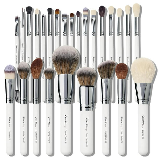 Set de brochas de maquillaje Bueart Design, 26 unidades, con pelo de cabra auténtico