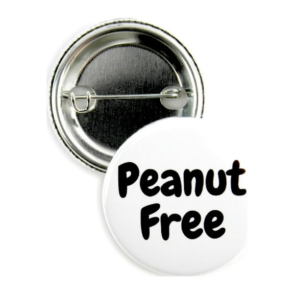 25 Pack - Peanut Free Food Allergy Warning Pinback Button Badges - 1.5 Inch Round