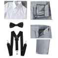 thumbnail image 4 of ETHAN Boy's Tuxedos Toddler Formal Suits Set Kids Light Gray Slim Fit Suit for Weddings 3T, 4 of 7