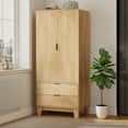 thumbnail image 2 of HOMCOM Garde-Robe Penderie avec Portes à Fermeture Douce, Armoire Garde-Robe, Naturel, 2 of 10