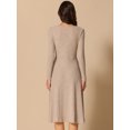 thumbnail image 3 of DARING DIVA Knit Ribbed Midi Deep V Wrap A-Line Dress XL Khaki, 3 of 5