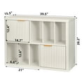 thumbnail image 3 of LELELINKY Large Record Player Stand with Storage for 450 LPs, Vinyl Record Storage Cabinet, Wood Fluted Media Cabinet in Antique White, 3 of 10