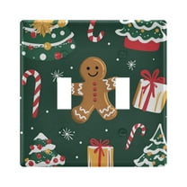 Yayeee Toggle Light Switch Wall Plate 2-Gang 4.56"x4.48" Decorative Outlet Cover, Green Christmas Gingerbread