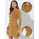 thumbnail image 2 of Vestido acampanado de manga larga con cuello de solapa de gamuza sintética para mujer Caqui M, 2 of 4