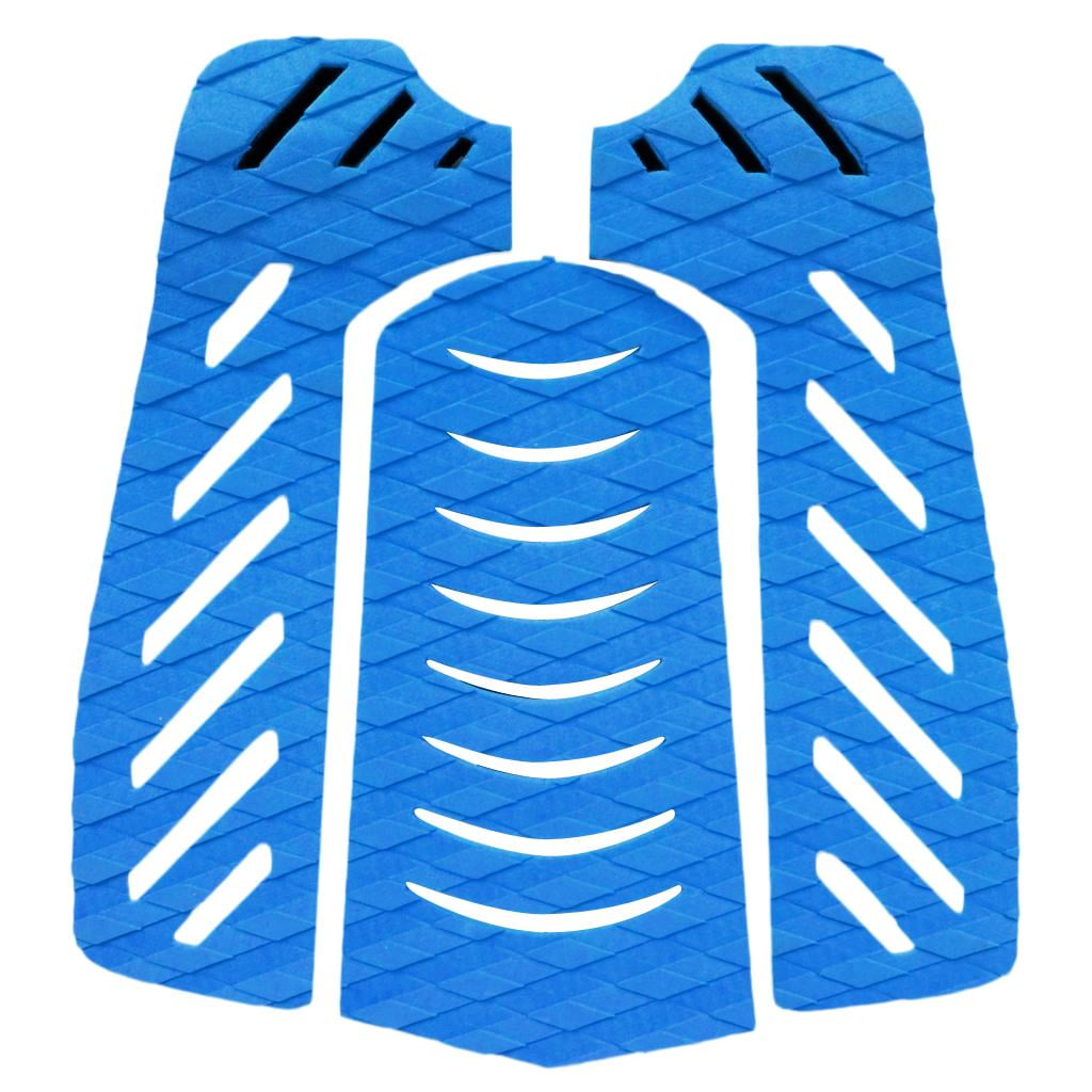 3pcs Blue Surfboard Skimboard Traction Pad Tail Pad Deck Grip Accessory 