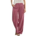 thumbnail image 3 of Wide Leg Pants Woman Elastic Waist Solid Loose Fit Trousers With Pocket Hot Pink Running Lounge Pant XXL, 3 of 7