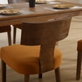 thumbnail image 7 of Guyou Farmhouse Dining Chair Set of 6, Linen Upholstered Kitchen Chairs with Solid Wood Backrest, Wooden Armless Side Chairs for Dining Room Kitchen, Velvet Brown, 7 of 7