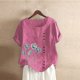 thumbnail image 1 of Fiudx Liquidación de Ofertas Flash Camiseta de Verano con Cuello Redondo y Manga Corta para Mujer, Informal, con Botones Impresos, 1 of 3
