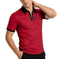 thumbnail image 2 of Hearthz Men's Polo Shirt with Pocket Quarter Zip Short Sleeve Shirt Men Casual Slim Fit Collared Gym T Shirts for Men ,Wine L, 2 of 9