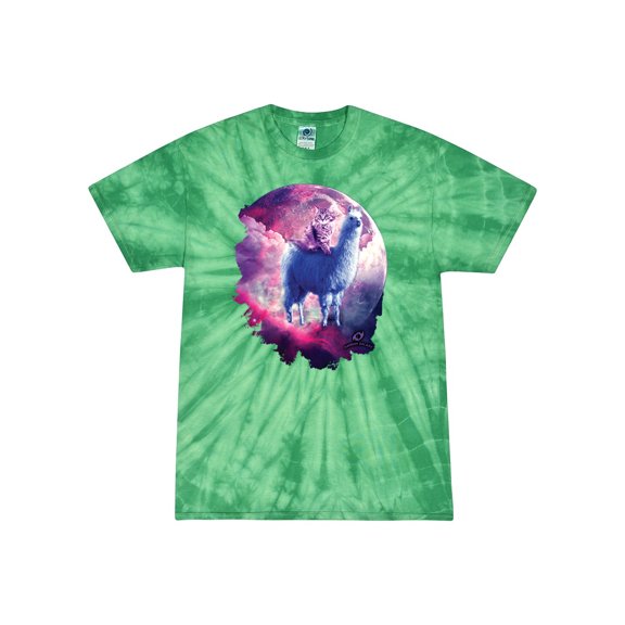 Wild Bobby, Galactic Space Cat Riding a Llama, Animal Lover, Tie-Dye Tees, Spiral Kelly, Large