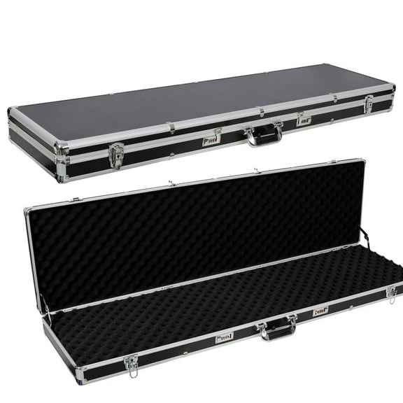 Rifle Gun Hard Case,Aluminum Long Gun Hard Case,Portable Locking Shotgun Storage Box Pistol Handgun Lock Box with Padded Foam and 2 Key Locks