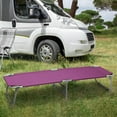 thumbnail image 3 of VibrantEcho Folding Camping Cot for Adults, Portable Travel Camp Cot with Storage Bag, Metal Frame Camping Bed Great for Outdoor, Lounging & Elevated Sleeping, Support 300lbs, Easy Setup, Purple, 3 of 19