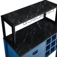 thumbnail image 4 of FESTIVO 32 in. Blue Wood Buffet Bar Cabinet with Wine Rack with Marbling Pattern Countertop, 4 of 5