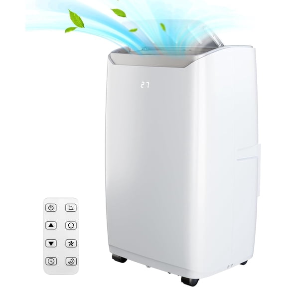 Towallmark Portable Room Air Conditioners, 12,000 BTU Portable AC Unit with Multi-Speed Fan, Dehumidifier Mode, Easy-to-Clean Washable Filter,White