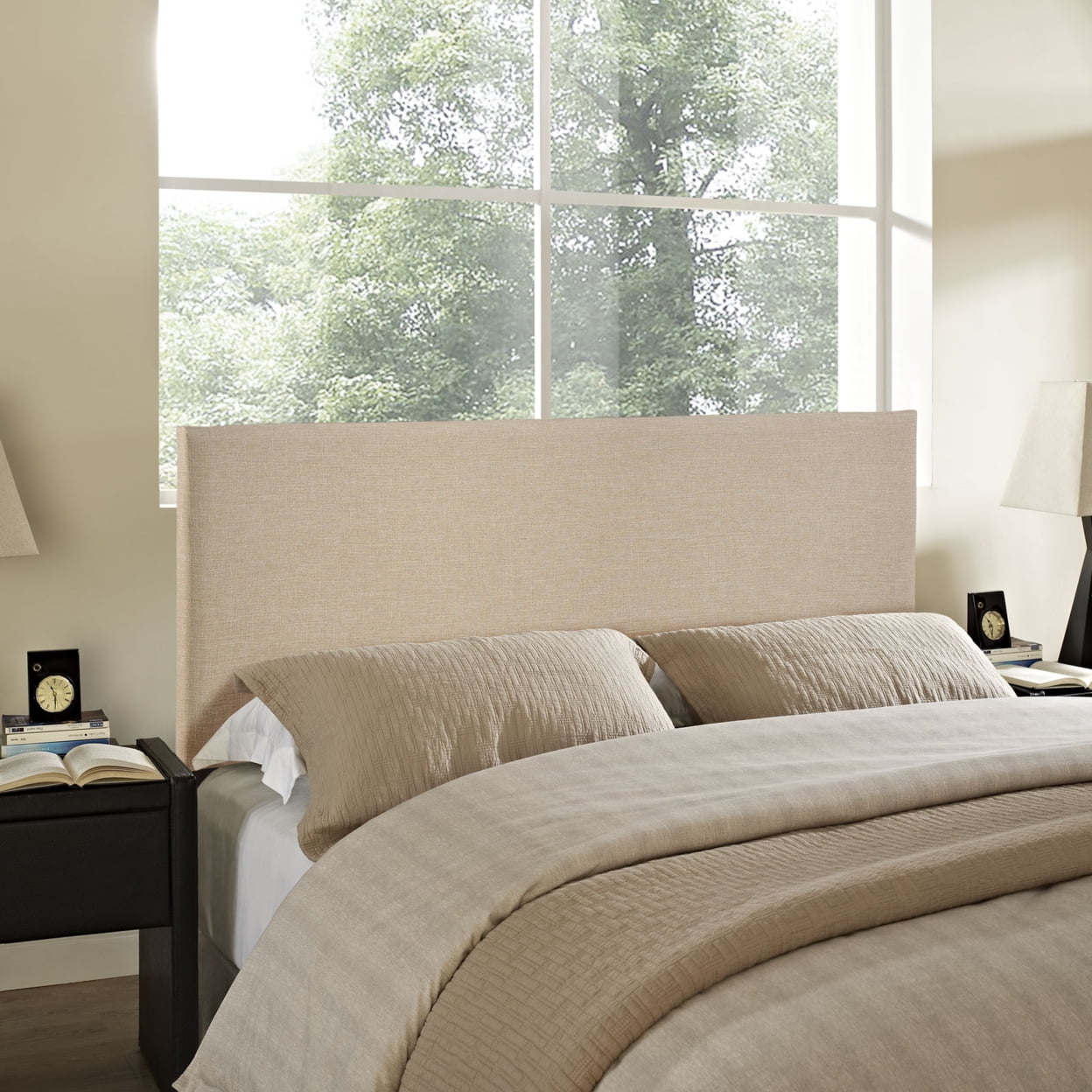 Modway Region Queen Upholstered Linen Fabric Headboard in Cafe Brown