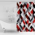 thumbnail image 2 of Abstract Shower Curtain, 66" x 72", Red Black Geometric Modern Design Waterproof Bathroom Curtain Washable Shower Curtain Set with 12 Hooks, 2 of 6