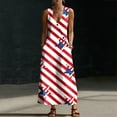 thumbnail image 5 of Dresses for Women 4th of July Sleeveless Deep V Neck Maxi Dress Summer Patriotic Button Flowy Long Sundress with Pockets Beach Vacation, 5 of 8