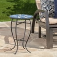 thumbnail image 5 of Han End Table,White+Blue Ceramic Tile+Iron Garden Outdoor Patio Outdoor Tables, 5 of 11