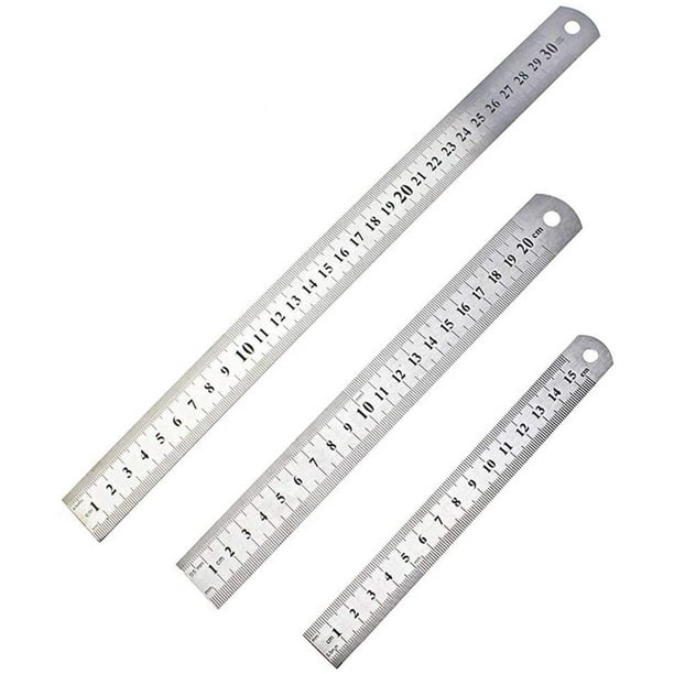 3x regla regla de acero inoxidable con herramienta de medición de doble cara 15 cm 20 cm 30 cm