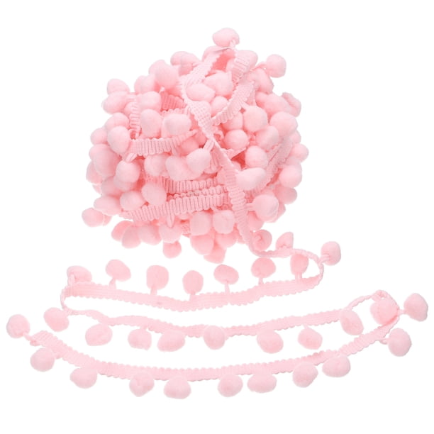Uxcell Cinta de Pom Pom de 10 Yardas, 1" de Ancho, Cinta de Fleco de Bola de Pom Pom Rosa Claro para Manualidades de DIY, Cortinas, Ropa, Decoración del Hogar