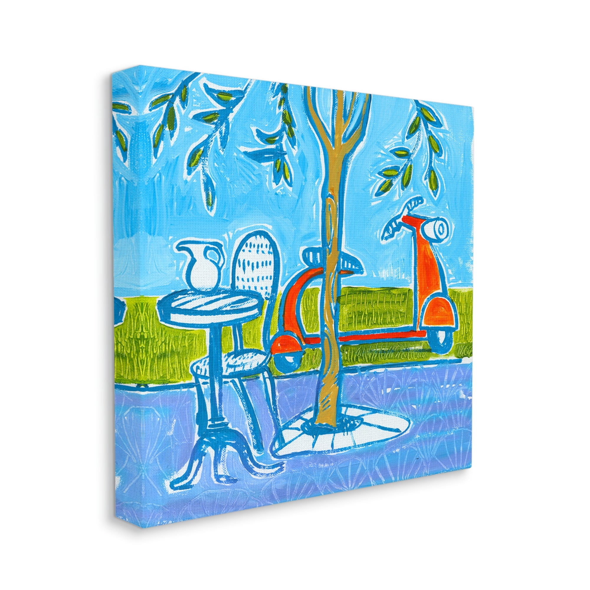 Stupell Industries Contemporary Garden Scene Parked Scooter Abstract Nature Painting Gallery Wrapped Canvas Print Wall Art, Design by Ben Mann