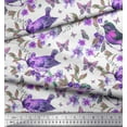 thumbnail image 2 of Soimoi Purple Poly Georgette Fabric Insect,Floral & American Robin Bird Decor Fabric Printed BTY 42 Inch Wide, 2 of 3