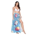 thumbnail image 2 of FORMRS Womens Long Sarong Beach Wrap Semi-Sheer Bikini Skirt Bathing Swimsuit Cover Up, Easter Bunny Pattern, 2 of 7