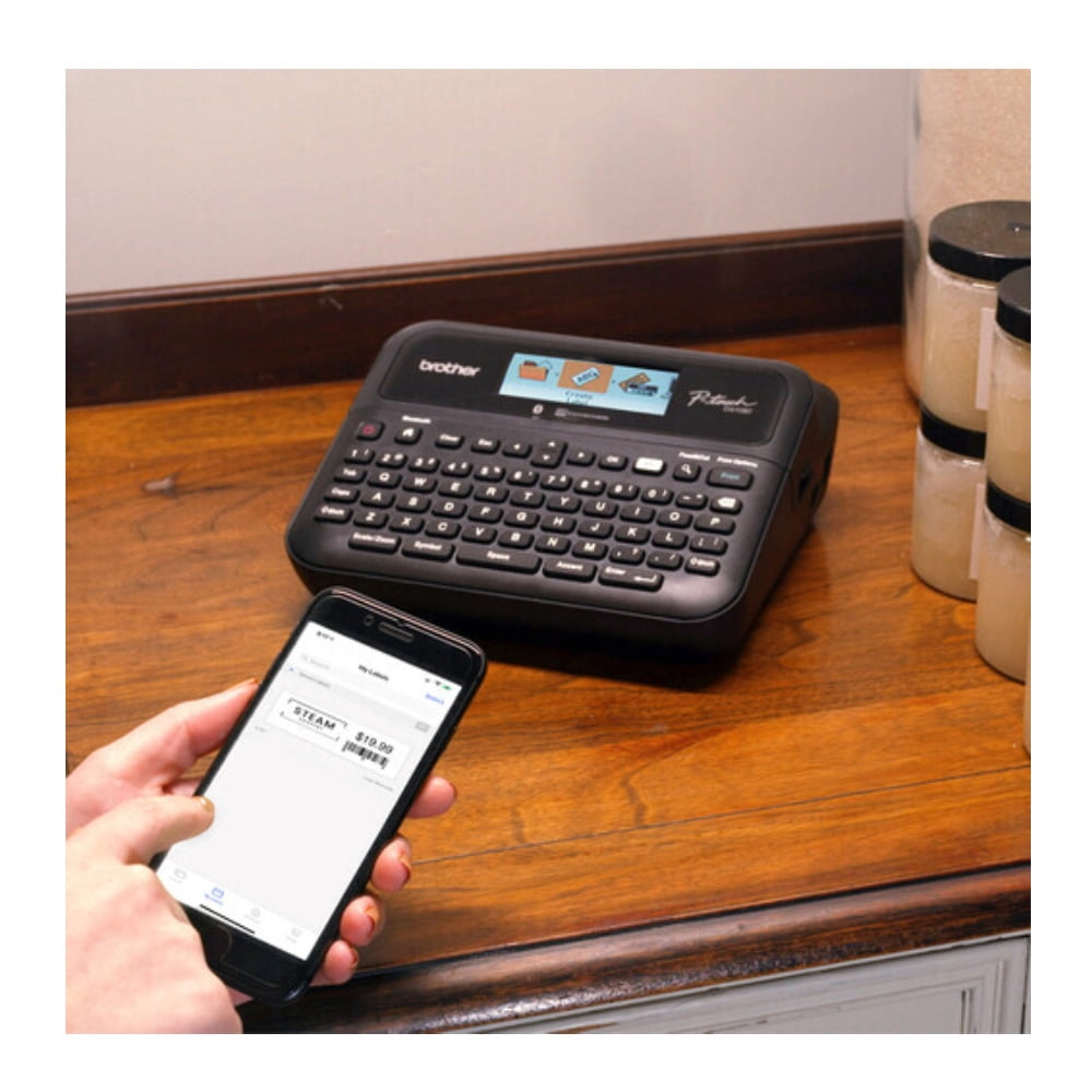 Brother P-touch PT- D610BT Business Label Maker Bundle with Hard Carrying Case and BK/WE TZe Laminated Tape Value Pack