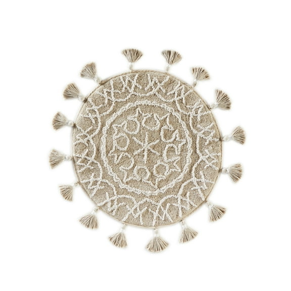 SKL Home Medallia Bath Rug, Natural, 25" x 25" Round, 100% Cotton