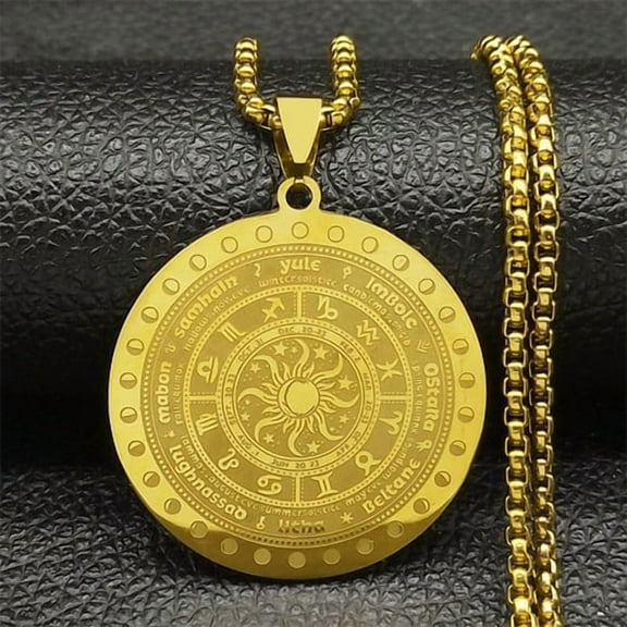 Seven Archangels Medal Angel Necklace for Women Men 14K Yellow Gold Seal of Solomon Protection Chain Jewelry collar