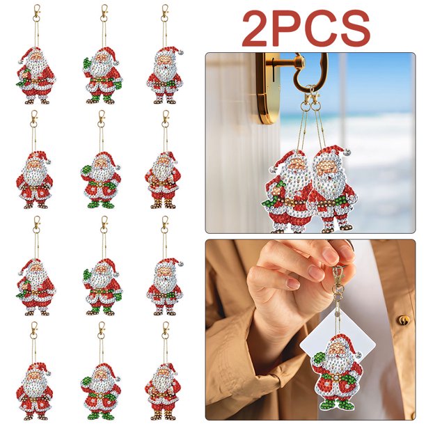 2 Piezas Adorno Artístico Diamante Doble Cara Con Forma Especial Búho (6 Papá Noel)