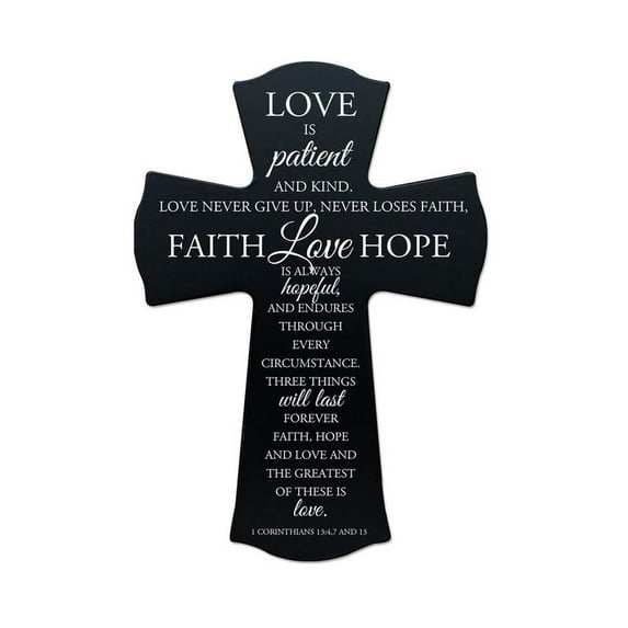 LifeSong Milestones 8x11.25in Black Wall Cross_Love Is Patient