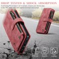 thumbnail image 6 of CaseMe Case for iPhone 14 Wallet Case for Women Men, Fashion Durable PU Leather Magnetic Flip Lanyard Strap Wristlet Zipper Card Holder Wallet Phone Case for iPhone 14 6.1-inch,Red,For iPhone 14, 6 of 12