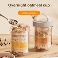 thumbnail image 3 of Vaso de vidrio de 430 ml para avena con cuchara y tapa, hermético, sin BPA, ideal para preparar avena durante la noche, cereales, ensaladas, yogur y desayunos saludables., 3 of 7