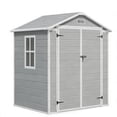 thumbnail image 4 of 6x4 FT Shed, Outdoor Resin Storage Shed with Floor, Window & Lockable Door for Backyard | Patio | Lawn | Gray, 4 of 9