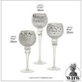 thumbnail image 7 of Spectacular Cape Cod Long Stem Candle Holders, 3 Pieces, Silver Mercury Glass, Mix Match Set, Proportioned at 11 3/4, 9 3/4, and 7 Inches Tall, For Tealight or Votive or Ball Candles, 7 of 7
