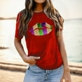 thumbnail image 2 of PMUYBHF Mode pour Femmes Hauts Décontractés Manches Courtes Col Rond T-Shirt Imprimé Ample 4558 TG, 2 of 5