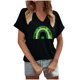thumbnail image 2 of Puntoco Rebajas de blusas cortas para mujer Blusa informal de moda con cuello en V y mangas cortas con estampado del Día de San Pablo para mujer, 2 of 4