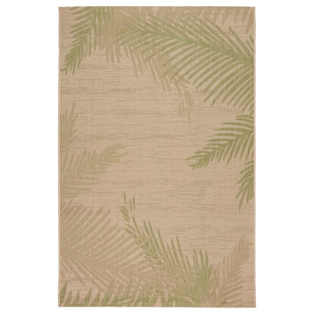 homeroots home decor 393736 8’ x 9’ Green Palms Indoor Outdoor Area Rug