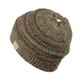 thumbnail image 2 of C.C BeanieTail Cotton Blend All Season Daily Messy High Bun Ponytail Beanie Hat, Confetti Taupe, 2 of 2