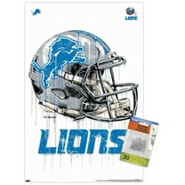 NFL Detroit Lions - Drip Helmet 20 Wall Poster with Push Pins, 14.725" x 22.375"