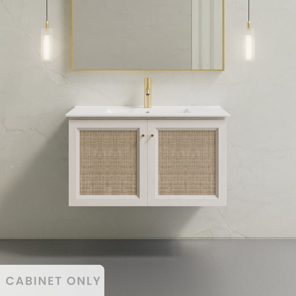 Classe 36" Wall-Mounted Bathroom Vanity in White Oak without Sink Top