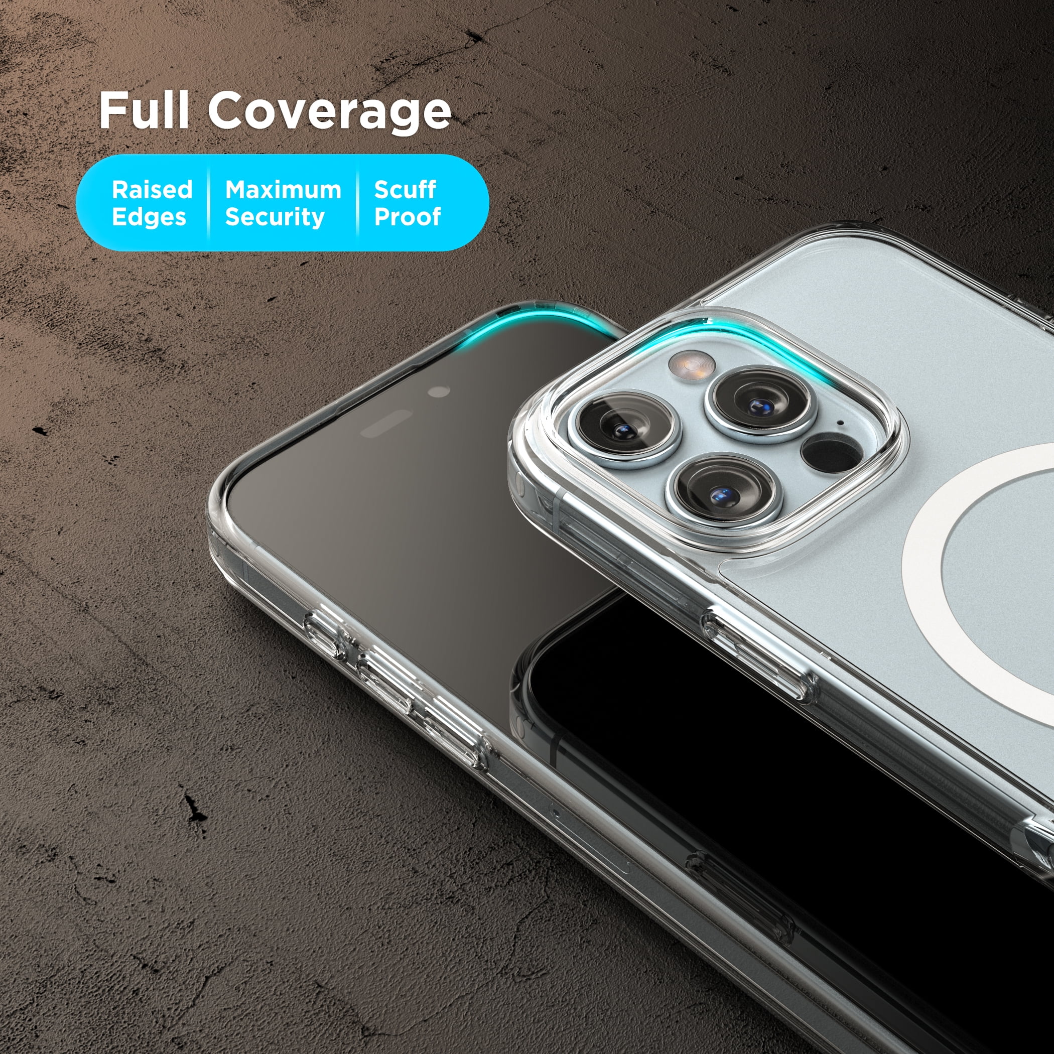 Encased Magnetic Case for iPhone 16 Pro with Belt Clip Phone Holster, Compatible with MagSafe (Crystal Clear)