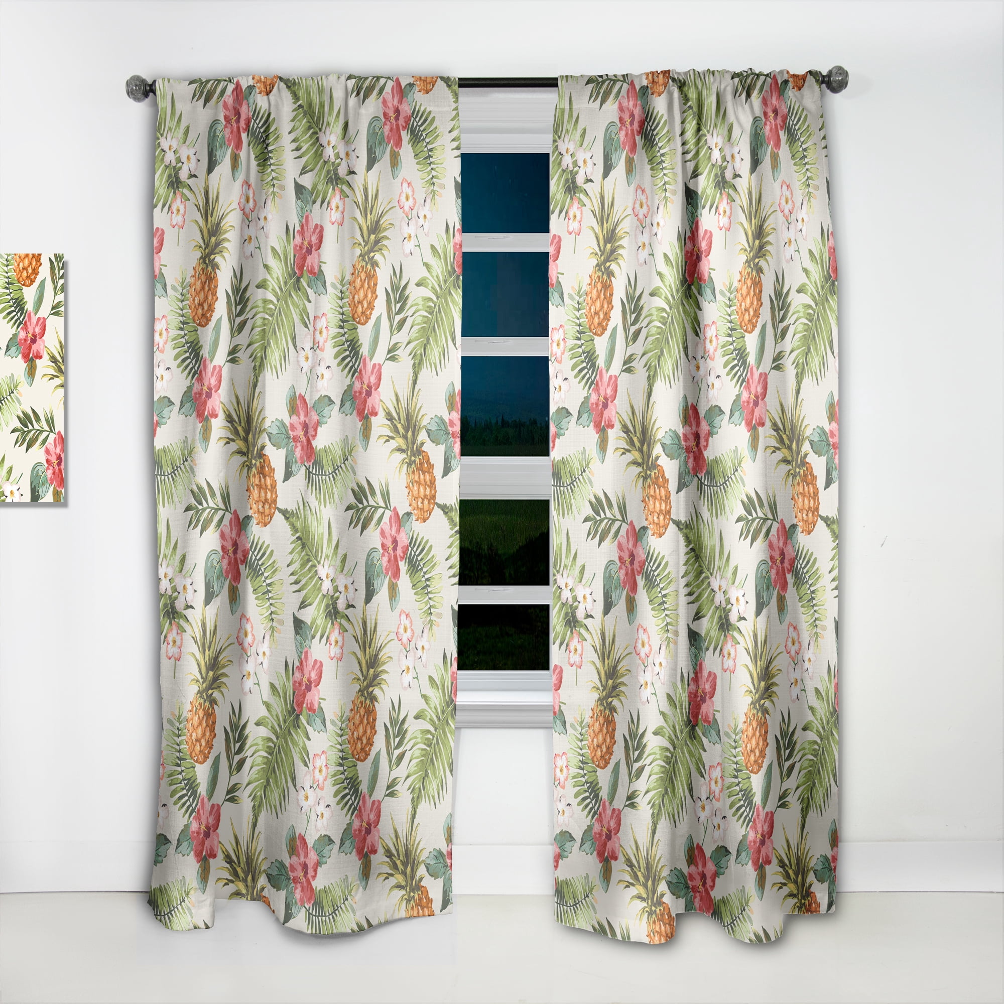Designart 'Pineapple Summer Bliss Retro IV' Mid-Century Modern Curtain Panel