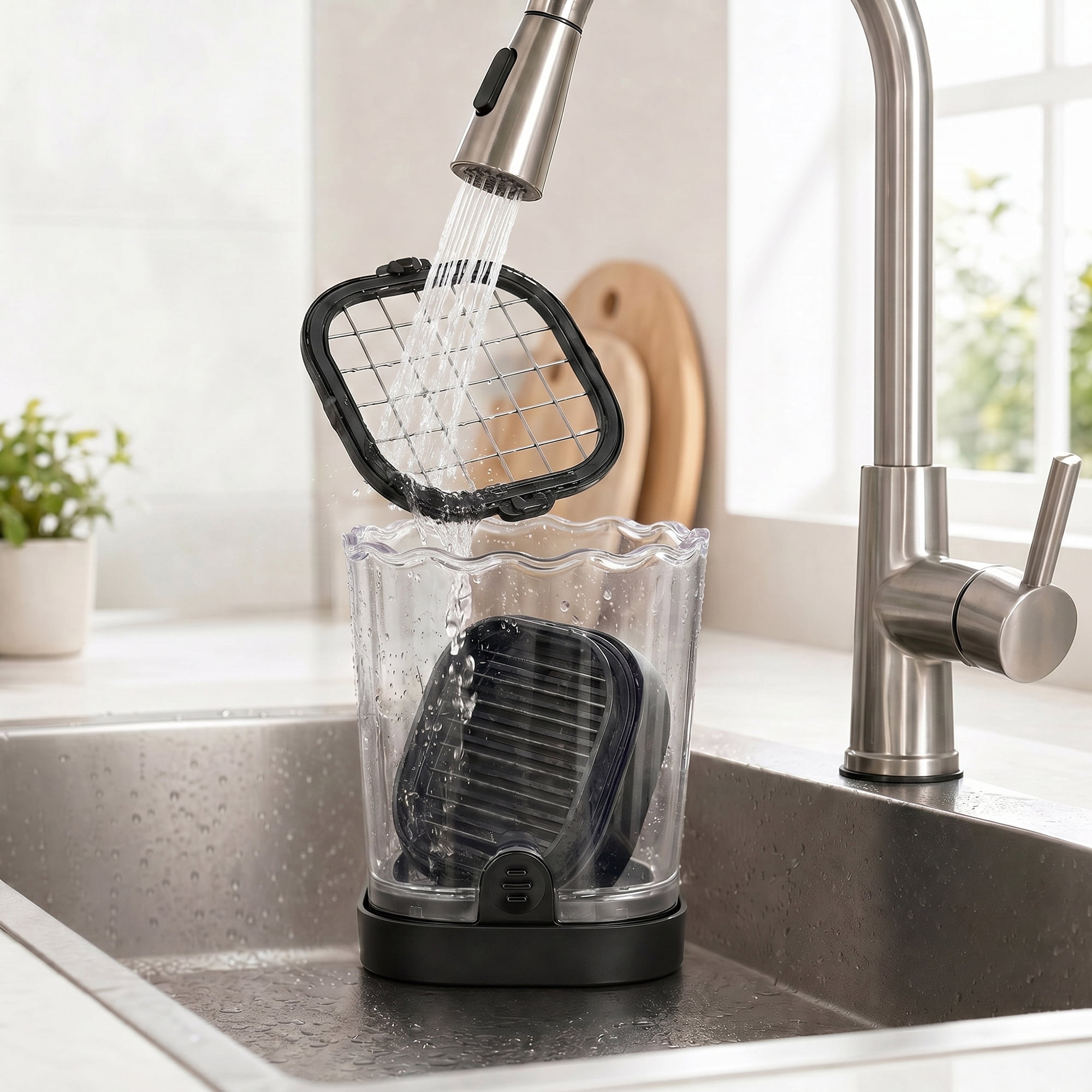 Unique Bargains Vegetable and Fruit Chopper Food Processor Veggie Cutter Black