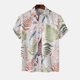 thumbnail image 2 of Mens Manga Corta Botón Abajo Camisas Impresas Cuello de Vuelta, Ligero Casual Hombres Camisas de Verano, 2 of 8