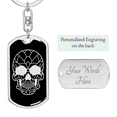 thumbnail image 2 of Calavera Mexican Sugar Skull 23 Stainless Steel or 18k Gold Premium Swivel Dog Tag Keychain, 2 of 16